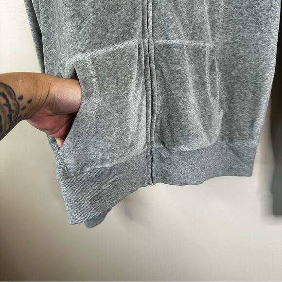 NEW LOVE PINK Y2K 2010 Victoria's Secret Grey Velour Zip Up Jacket Womens M - Picture 5 of 9